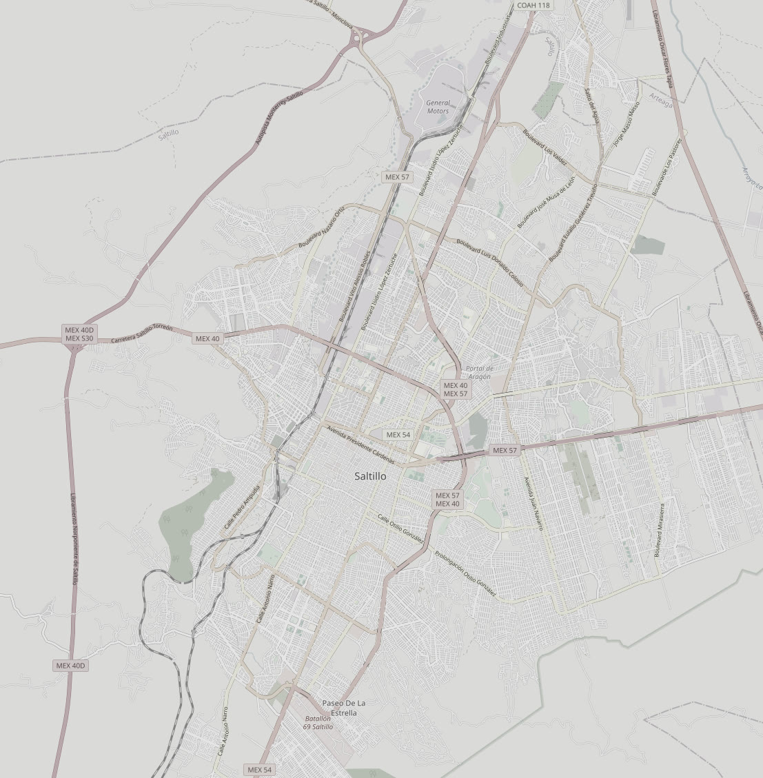 Mapa de Saltillo con las zonas donde se reúnen los grupos